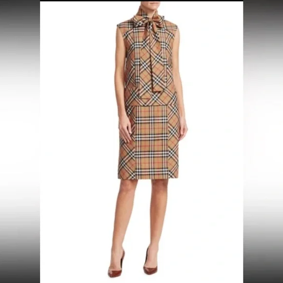 Authentic Iconic Print Burberry Luna Sleeveless Tie-Neck Dress (Size 2) - Picture 4 of 10
